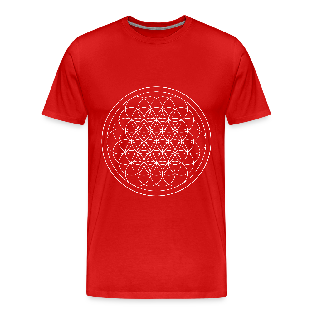 White flower of life men’s organic cotton T-Shirt - red