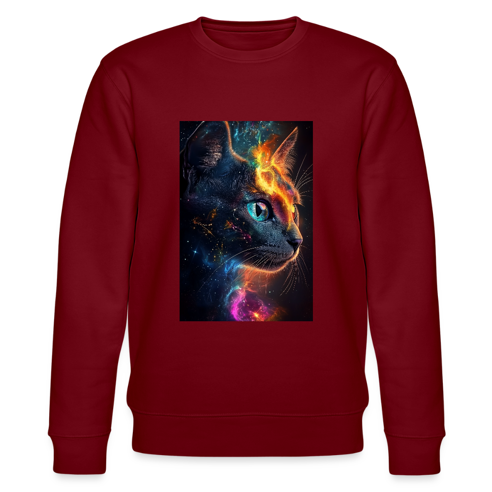 Cat men's organic cotton sweatshirt - burgundy