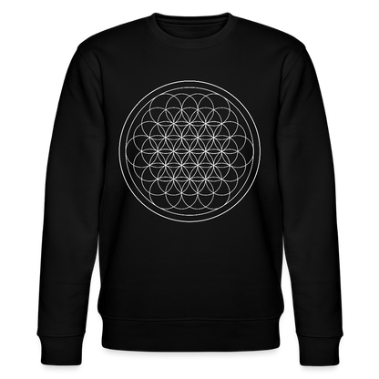 White flower of life GREENSTAR Organic  cotton men's sweatshirt - black