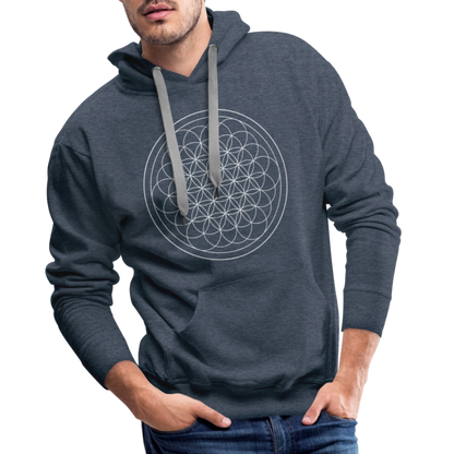 White flower of life men’s premium Hoodie - heather denim