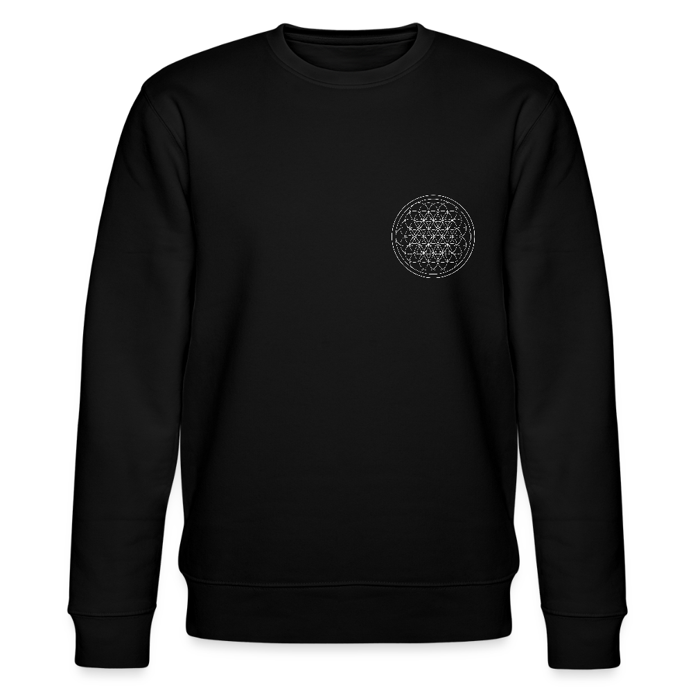 White flower of life organic cotton women's sweatshirt - black