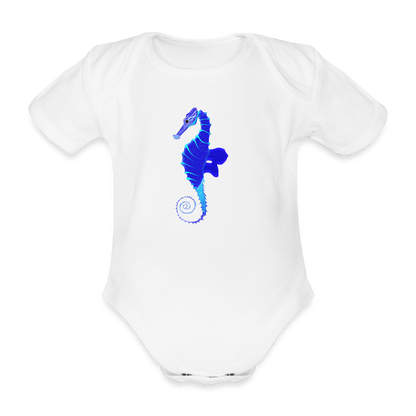 Seahorse Organic cotton short-sleeved Baby Bodysuit - white