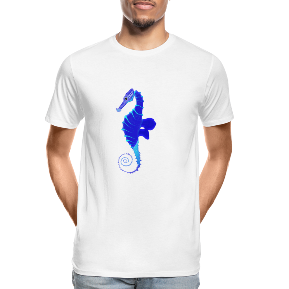 Blue Seahorse Men’s Premium Organic T-Shirt - white