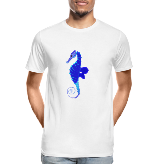 Blue Seahorse Men’s Premium Organic T-Shirt - white