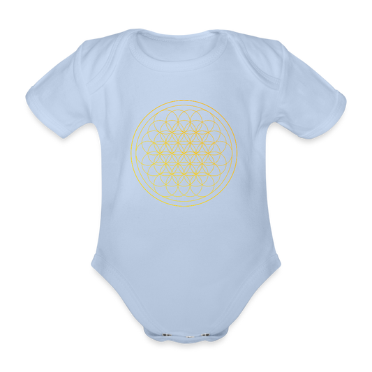 Golden flower of life Organic cotton short-sleeved Baby Bodysuit - sky