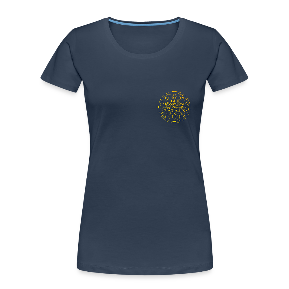 Golden Flower of Life Women’s Premium Organic Cotton T-Shirt - navy