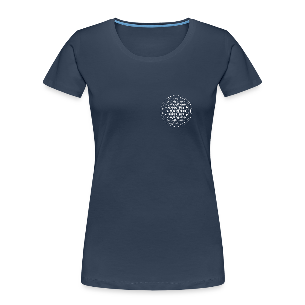 White flower of life women’s organic cotton T-Shirt - navy