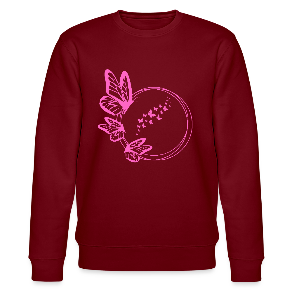 Butterflies women's organic cotton sweatshirt - burgundy