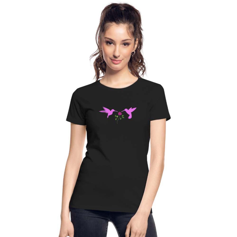 Pink Hummingbirds & Rose women’s organic cotton T-Shirt - black