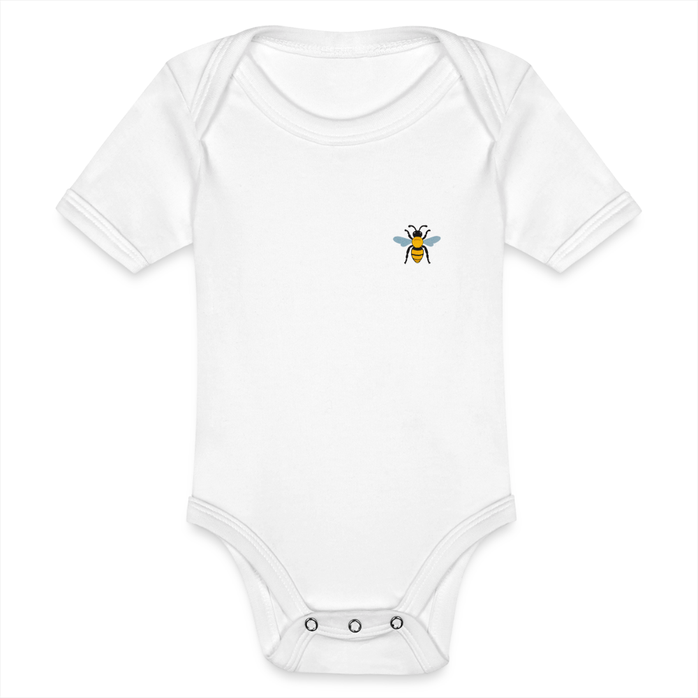 Bee Organic cotton short-sleeved Baby Bodysuit - white