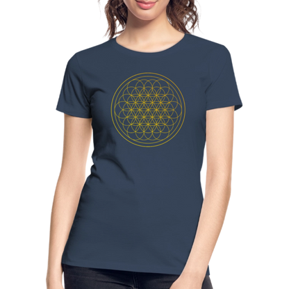 Flower of Life Women’s Premium Organic Cotton T-Shirt - navy