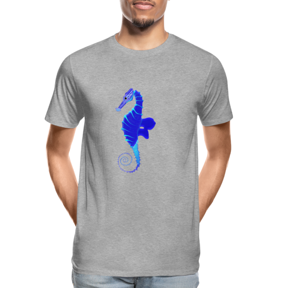 Blue Seahorse Men’s Premium Organic T-Shirt - heather grey