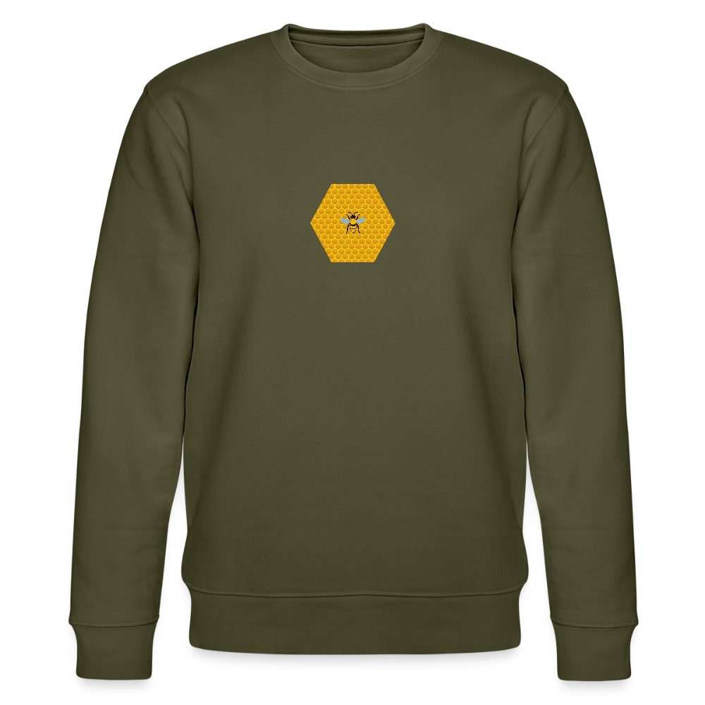 Bee & honeycomb organic cotton women's sweatshirt - khaki