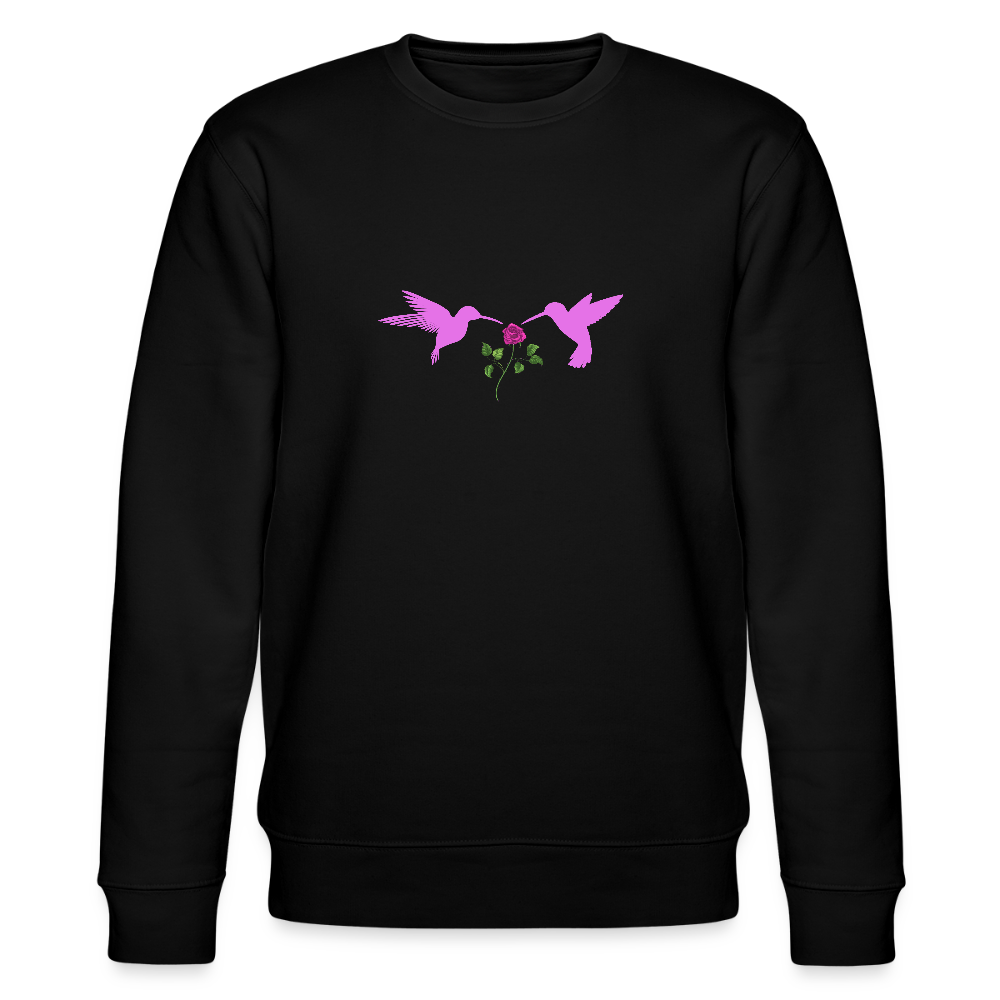 Pink Hummingbirds & Rose women's Organic cotton Sweatshirt - black
