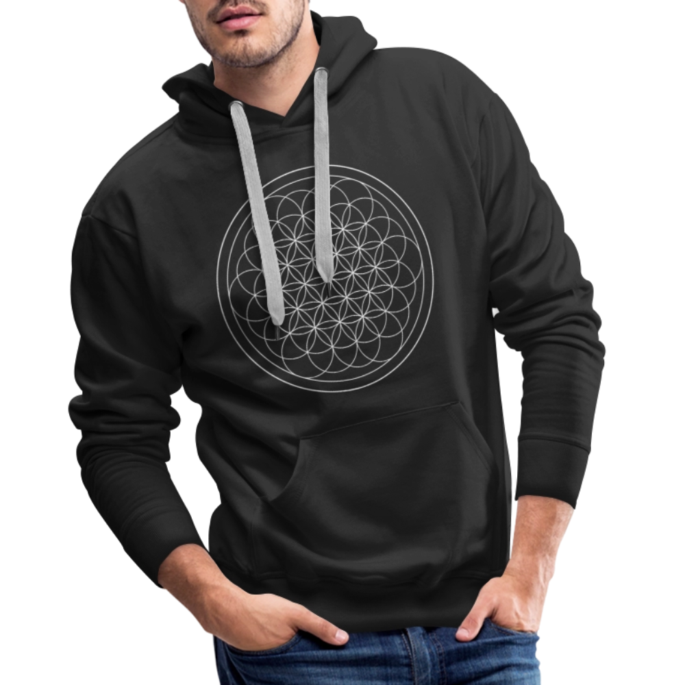 White flower of life men’s premium Hoodie - black