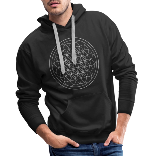 White flower of life men’s premium Hoodie - black