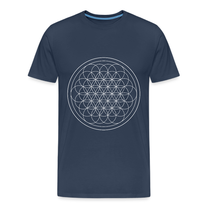 White flower of life men’s organic cotton T-Shirt - navy
