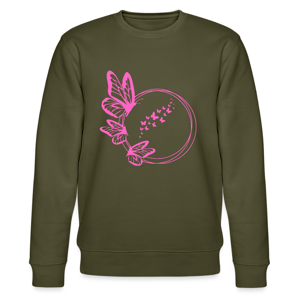 Butterflies women's organic cotton sweatshirt - khaki