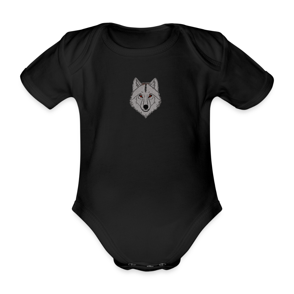 Wolf minimalist Organic Short-sleeved Baby Bodysuit - black