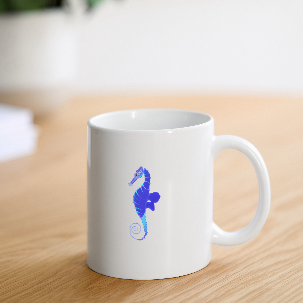 Blue Seahorse Ceramic Mug - white