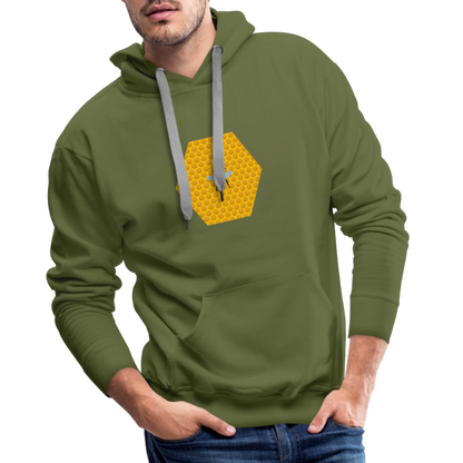 Bee & honeycomb men’s Premium Hoodie - olive green