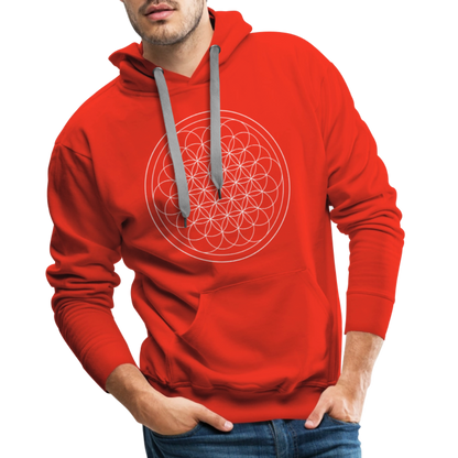 White flower of life men’s premium Hoodie - red