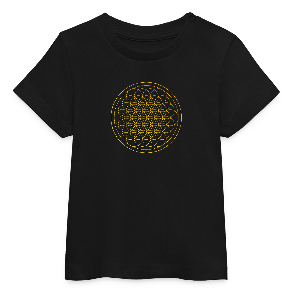 Golden flower of life Baby Organic T-Shirt - black