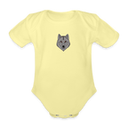 Wolf minimalist Organic Short-sleeved Baby Bodysuit - washed yellow