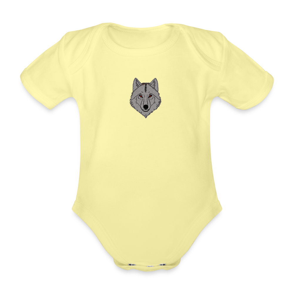 Wolf minimalist Organic Short-sleeved Baby Bodysuit - washed yellow