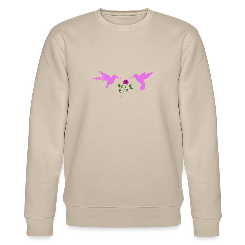 Pink Hummingbirds & Rose women's Organic cotton Sweatshirt - beige
