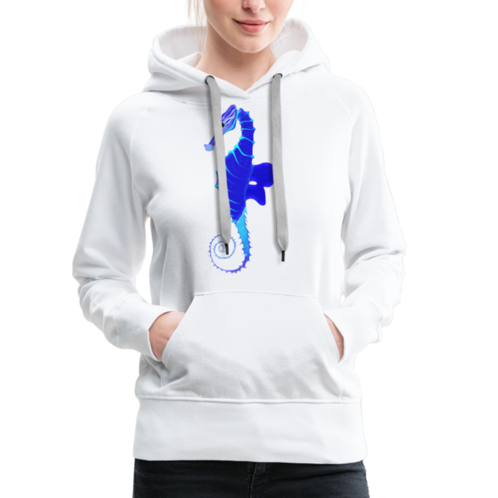 Blue Seahorse Women’s Premium Hoodie - white