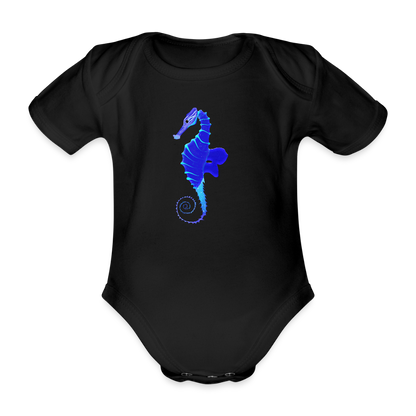 Seahorse Organic cotton short-sleeved Baby Bodysuit - black