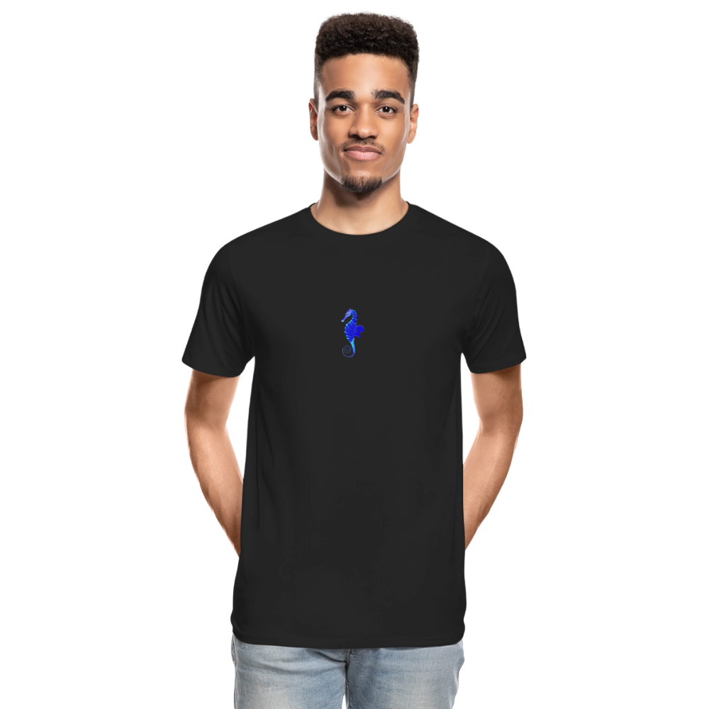 Seahorse minimalist men’s organic  cotton T-Shirt - black