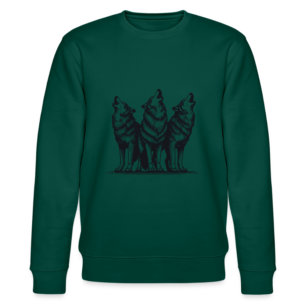 Wolves men's organic cotton sweatshirt - forest