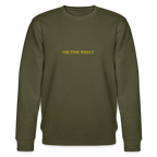 TIME quote organic cotton men's sweatshirt - khaki