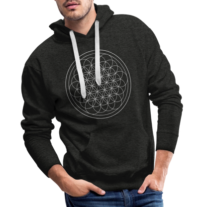 White flower of life men’s premium Hoodie - charcoal grey