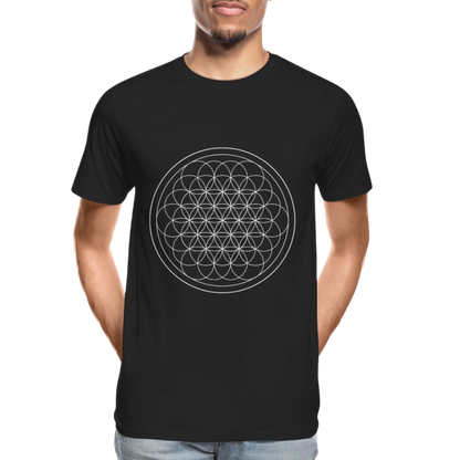 White flower of life men’s organic cotton T-Shirt - black