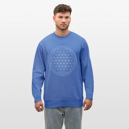 White flower of life GREENSTAR Organic  cotton men's sweatshirt - bright blue