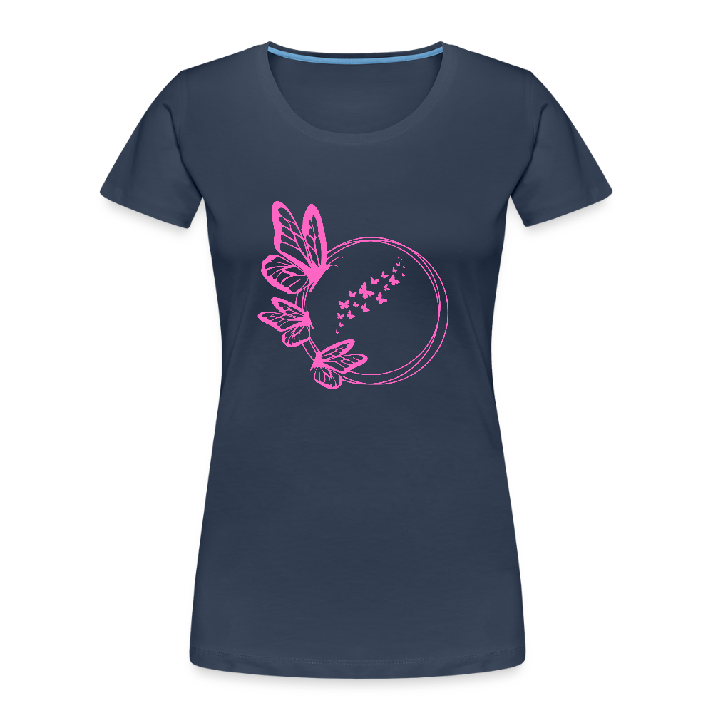 Pink butterflies women’s organic cotton T-Shirt - navy