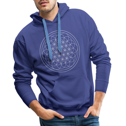 White flower of life men’s premium Hoodie - royal blue