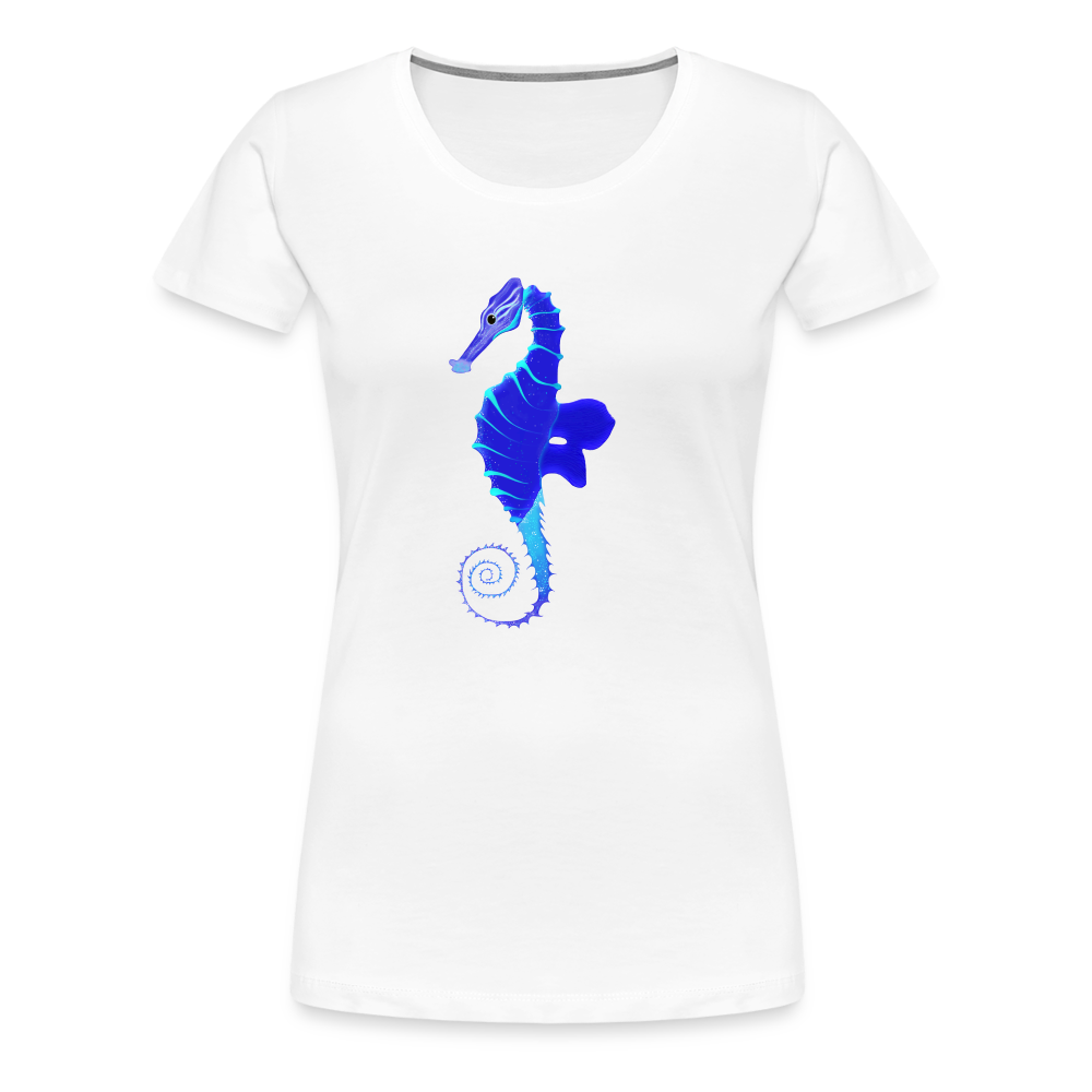 Blue Seahorse Women’s Premium T-Shirt - white