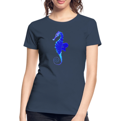 Seahorse Women’s organic cotton T-Shirt - navy