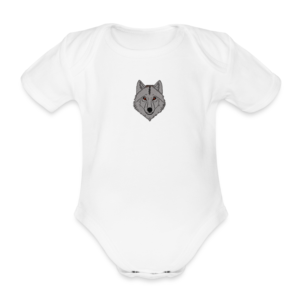 Wolf minimalist Organic Short-sleeved Baby Bodysuit - white