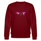 Pink Hummingbirds & Rose women's Organic cotton Sweatshirt - burgundy