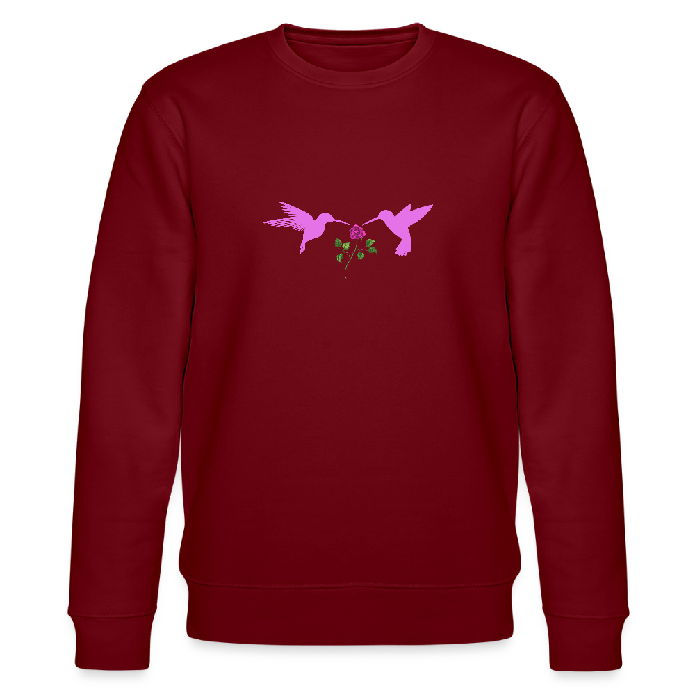Pink Hummingbirds & Rose women's Organic cotton Sweatshirt - burgundy