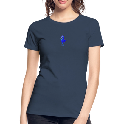 Seahorse minimalist Women’s organic cotton T-Shirt - navy