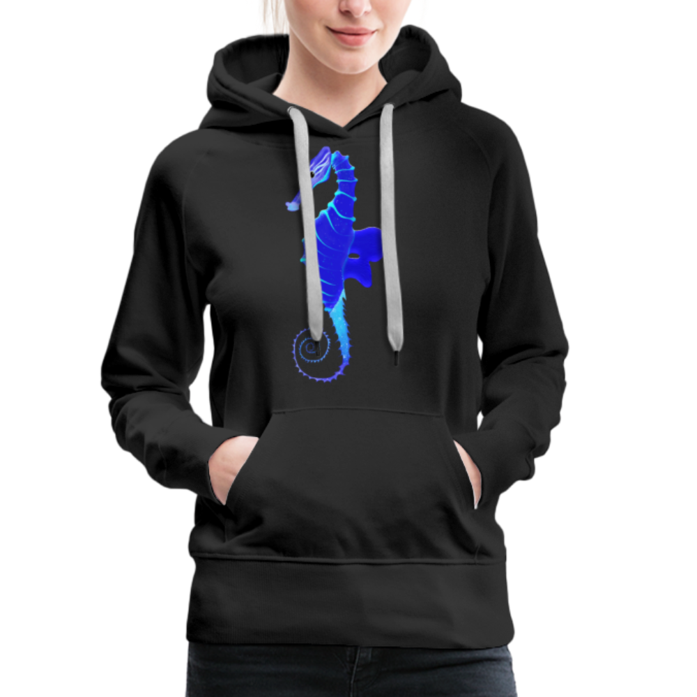 Blue Seahorse Women’s Premium Hoodie - black