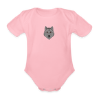 Wolf minimalist Organic Short-sleeved Baby Bodysuit - light pink