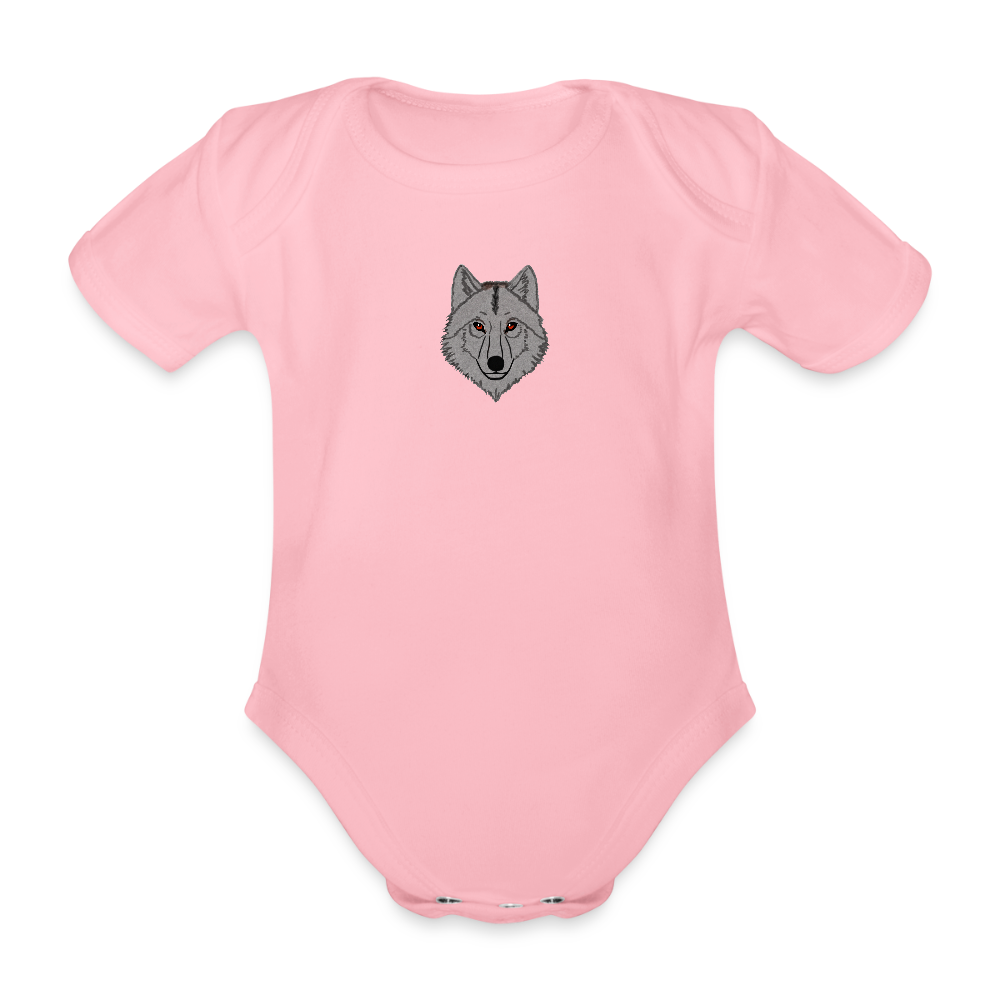 Wolf minimalist Organic Short-sleeved Baby Bodysuit - light pink