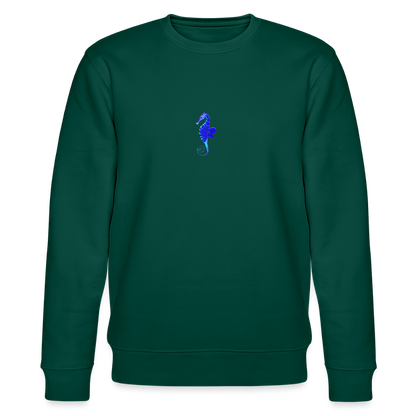 Seahorse minimalist organic cotton men's sweatshirt - forest